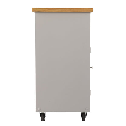 Gray and Natural 35" Rolling Kitchen Island With Storage HomeRoots