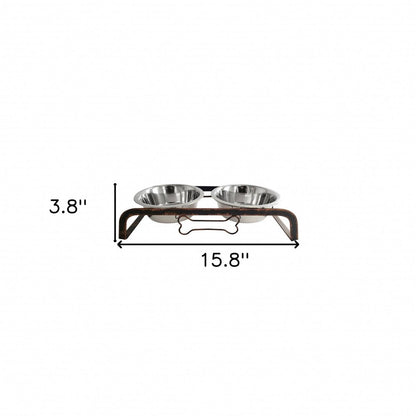 Rustic Elevated 16oz Two Bowl Dog Feeding Station HomeRoots