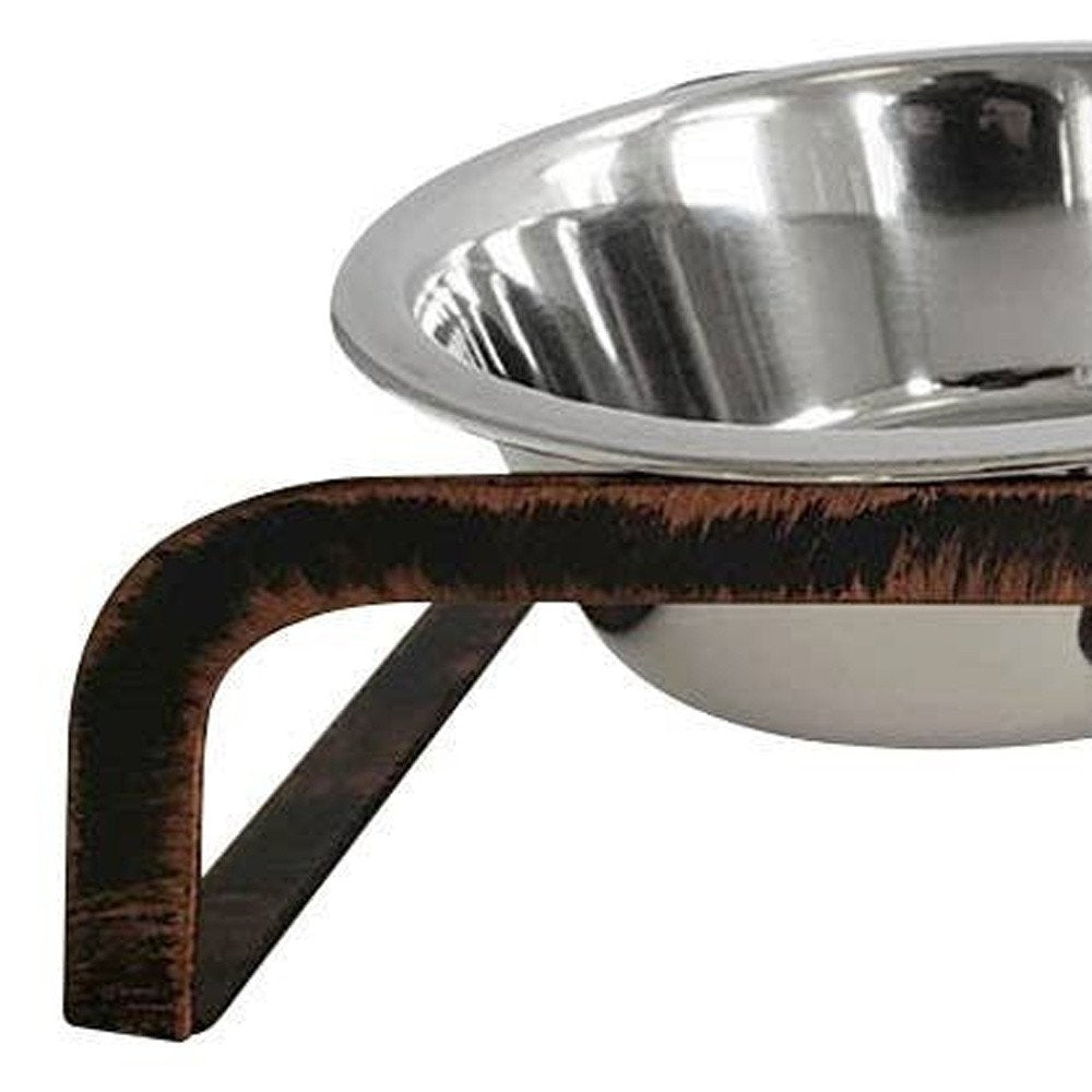 Rustic Elevated 16oz Two Bowl Dog Feeding Station HomeRoots