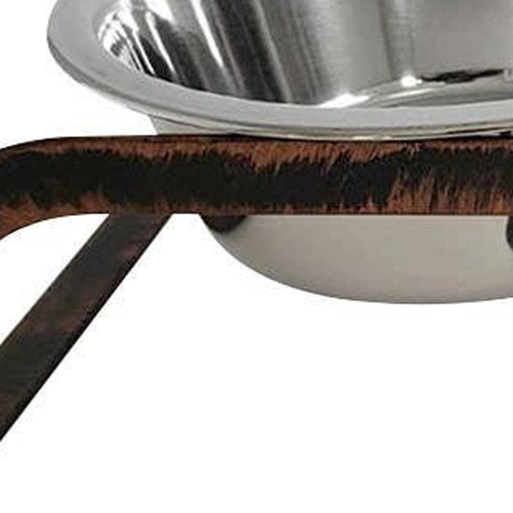 Rustic Elevated 16oz Two Bowl Dog Feeding Station - FurniFindUSA