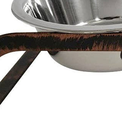 Rustic Elevated 16oz Two Bowl Dog Feeding Station HomeRoots
