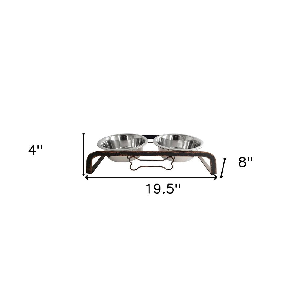 Rustic Elevated 32oz Two Bowl Dog Feeding Station HomeRoots