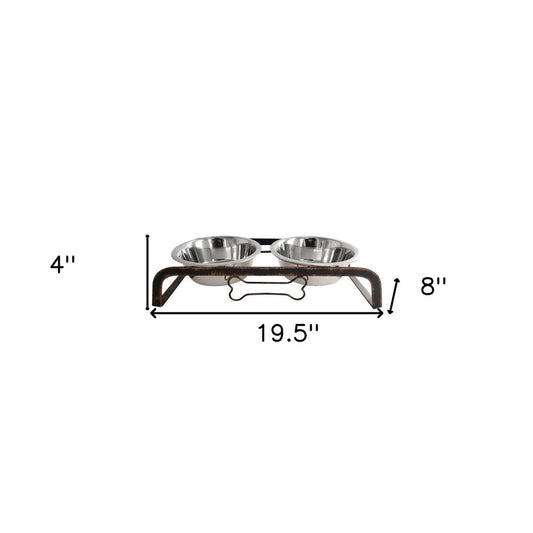 Rustic Elevated 32oz Two Bowl Dog Feeding Station HomeRoots