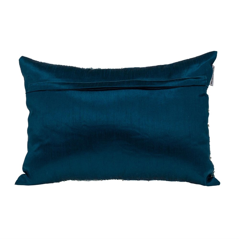 Blue and Aqua Beaded Embroidered Decorative Throw Pillow — view 2