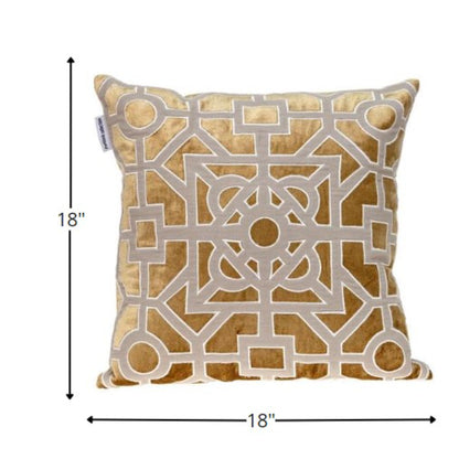 18 X 18 Gold Abstract Velvet Throw Pillow FurniFindUSA