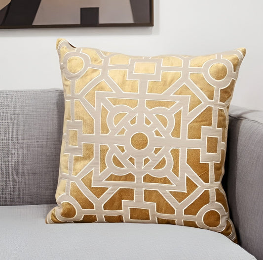18 X 18 Gold Abstract Velvet Throw Pillow FurniFindUSA