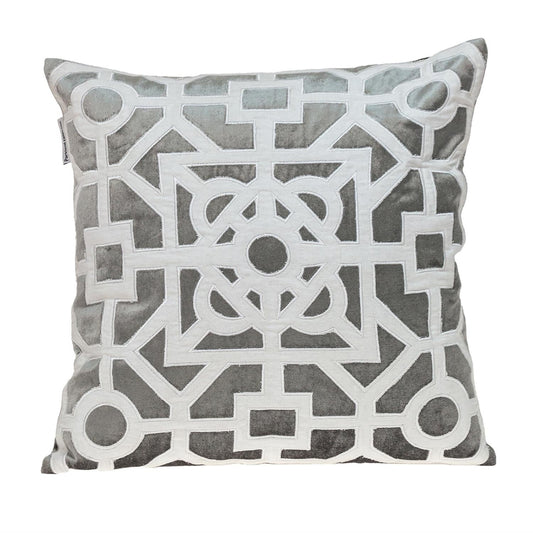 18" Gray and White Velvet Throw Pillow 4.0" (L) x 18.0" (W) x 18.0" (H) FurniFindUSA