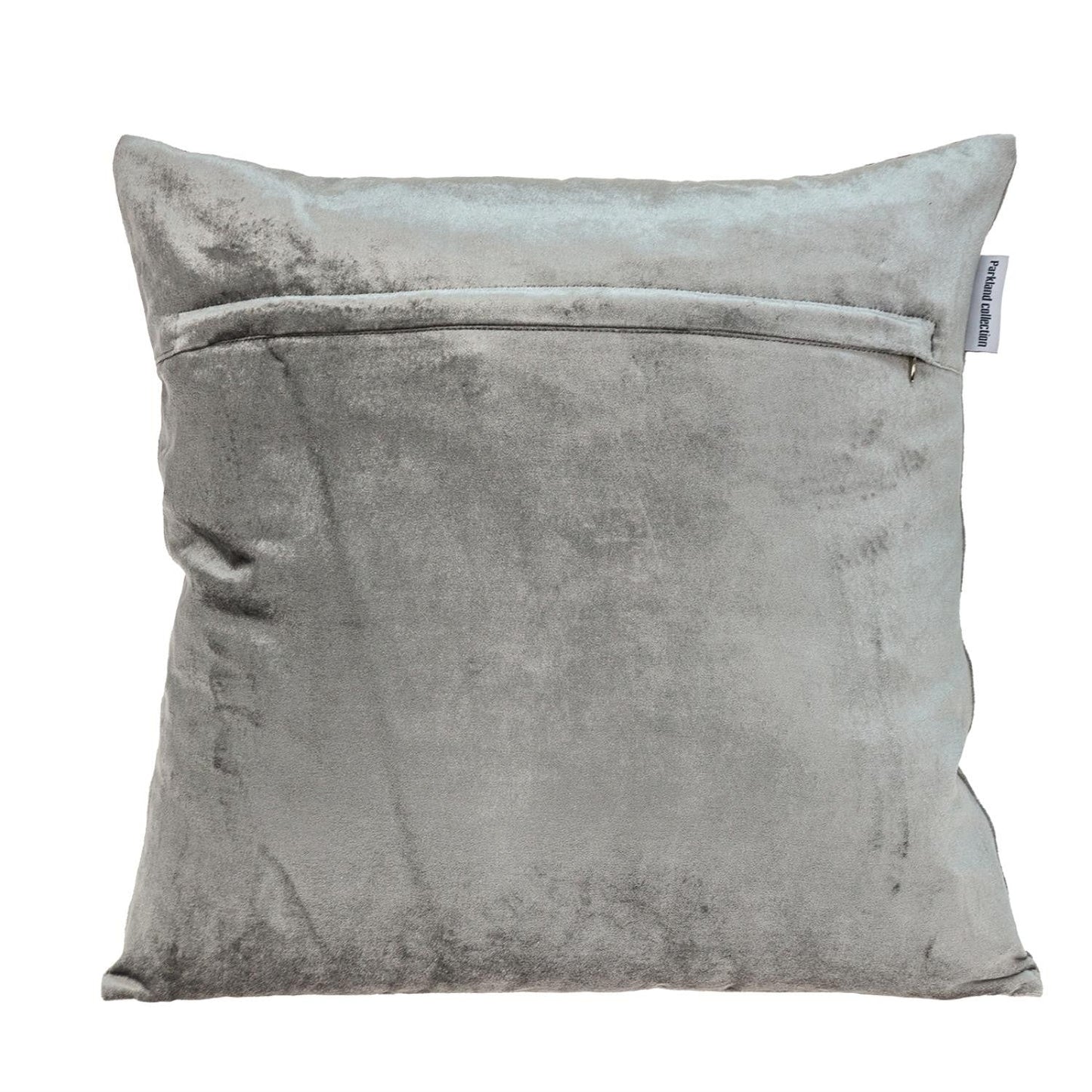 18" Gray and White Velvet Throw Pillow 4.0" (L) x 18.0" (W) x 18.0" (H) FurniFindUSA