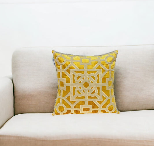 18" Mustard Yellow Velvet Throw Pillow FurniFindUSA