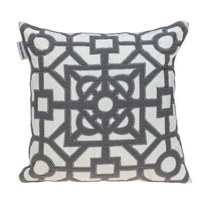 18" Gray And White Abstract Geometric Velvet Throw Pillow