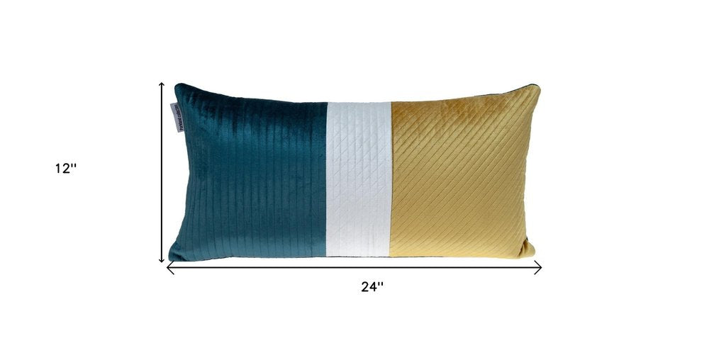 12" X 24" Sea Green Striped Velvet Throw Pillow — view 4