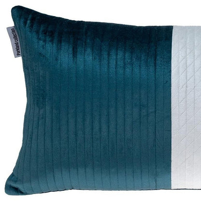 12" X 24" Sea Green Striped Velvet Throw Pillow