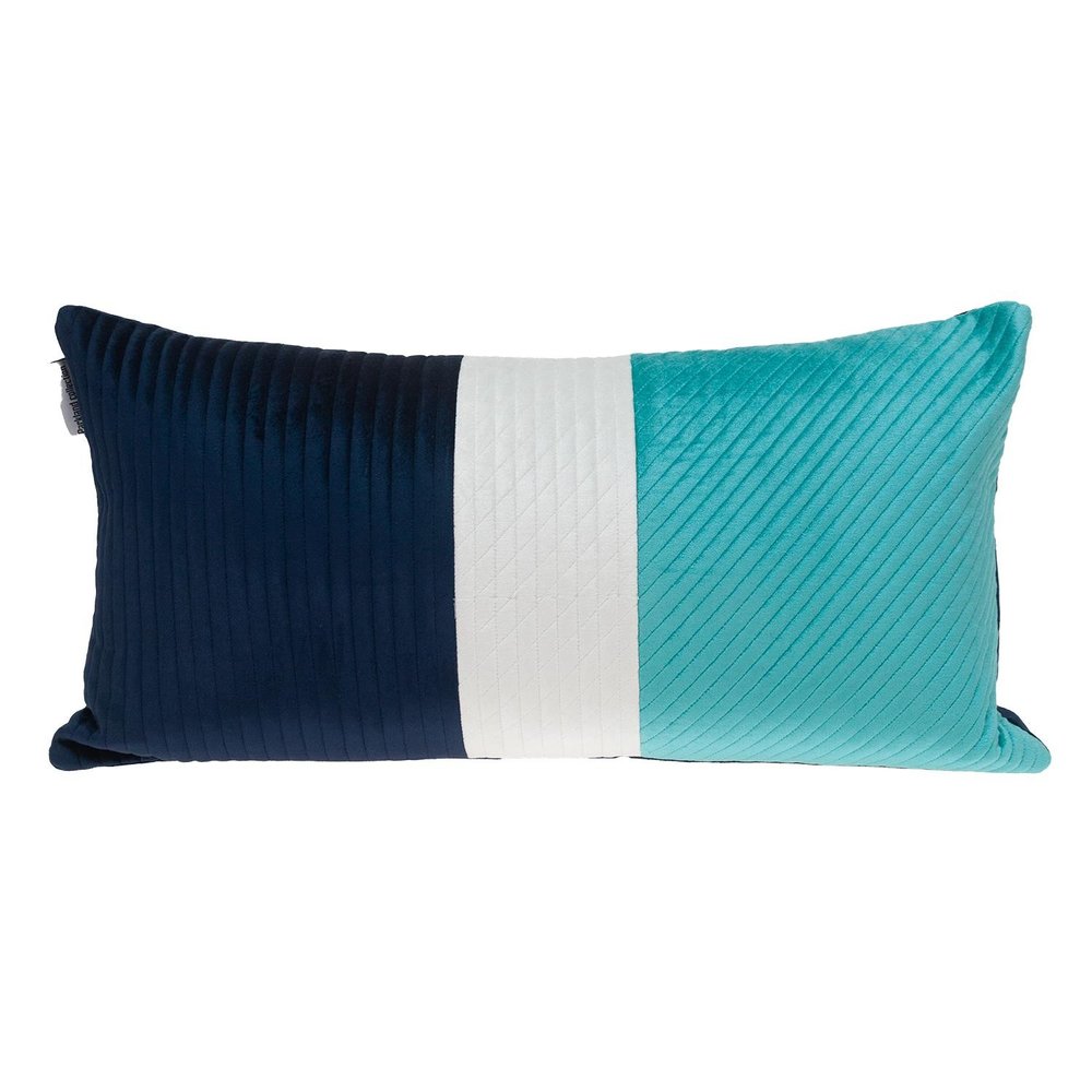 12" X 24" Navy Blue Striped Velvet Throw Pillow — view 1