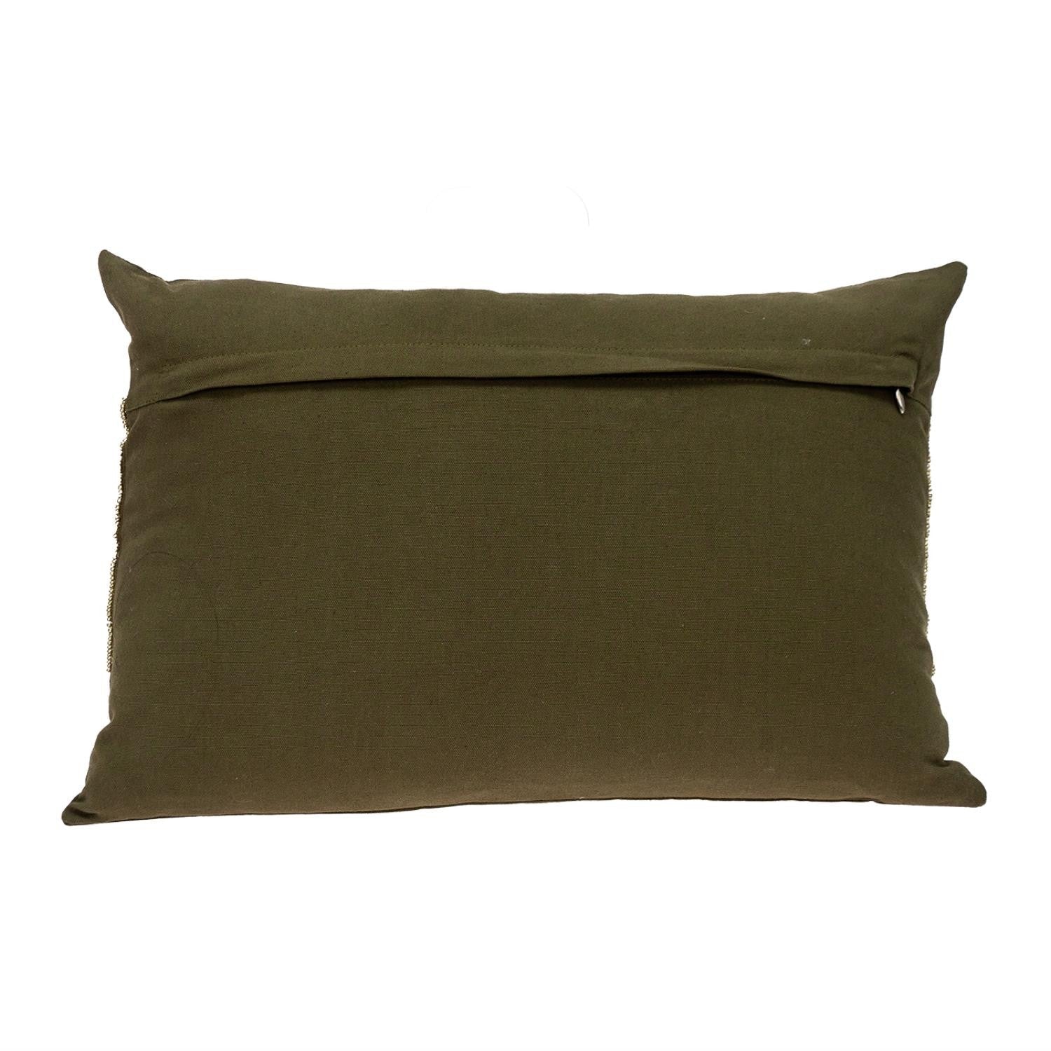 Glam Olive with Gold Sequins Lumbar Throw Pillow FurniFindUSA