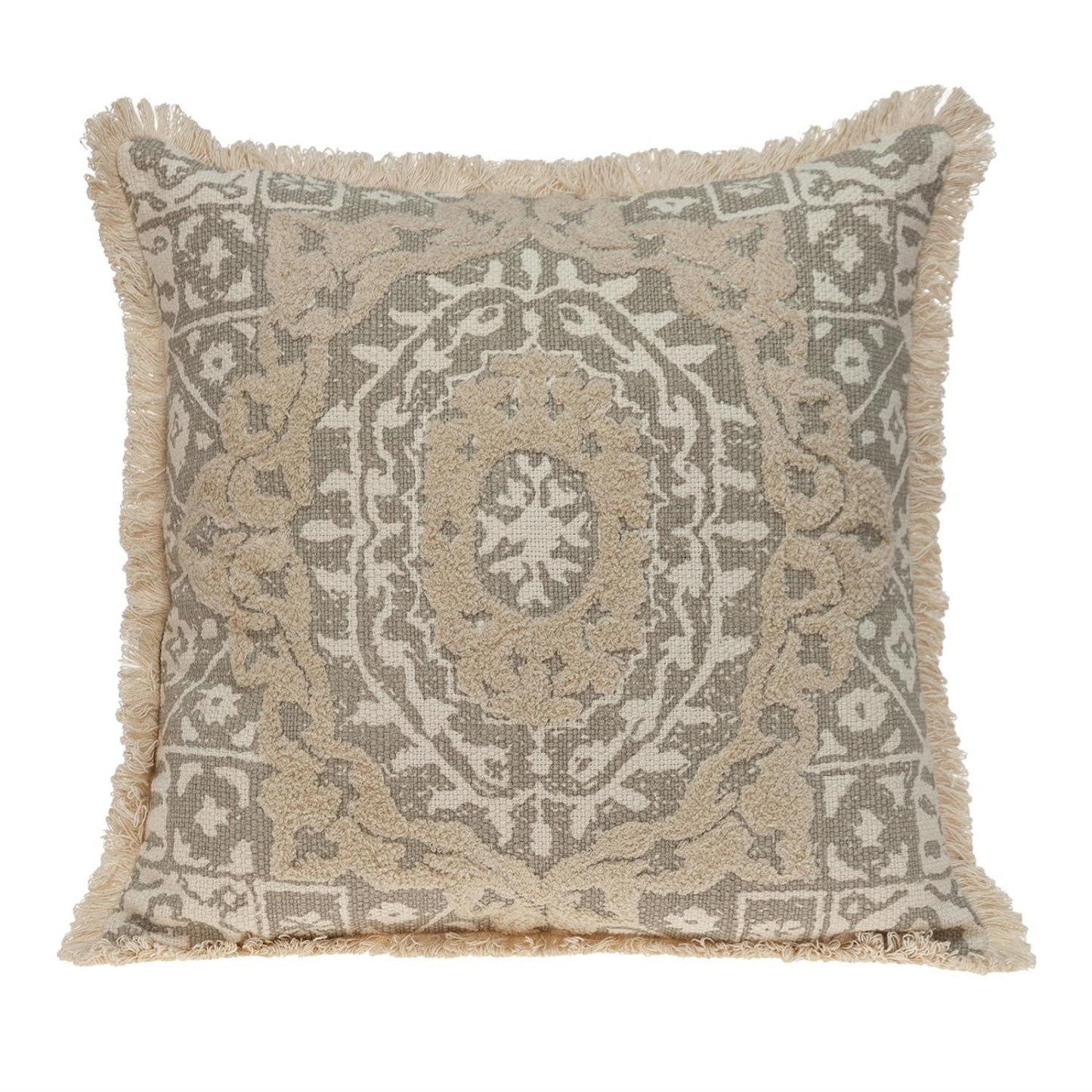 Boho Garland Beige and Khaki Decorative Accent Pillow FurniFindUSA