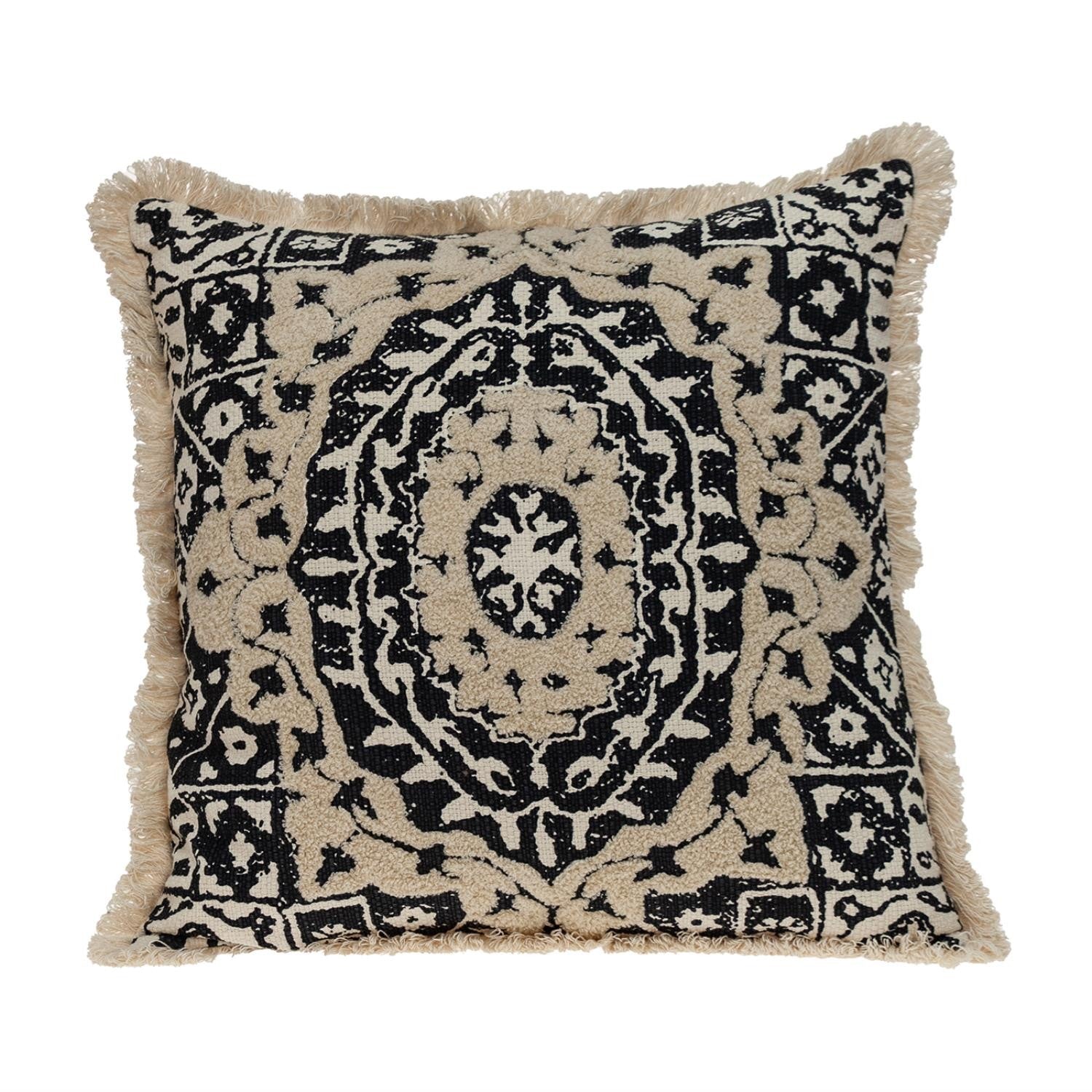 Boho Garland Beige and Black Decorative Accent Pillow FurniFindUSA