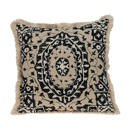 Boho Garland Beige and Black Decorative Accent Pillow FurniFindUSA