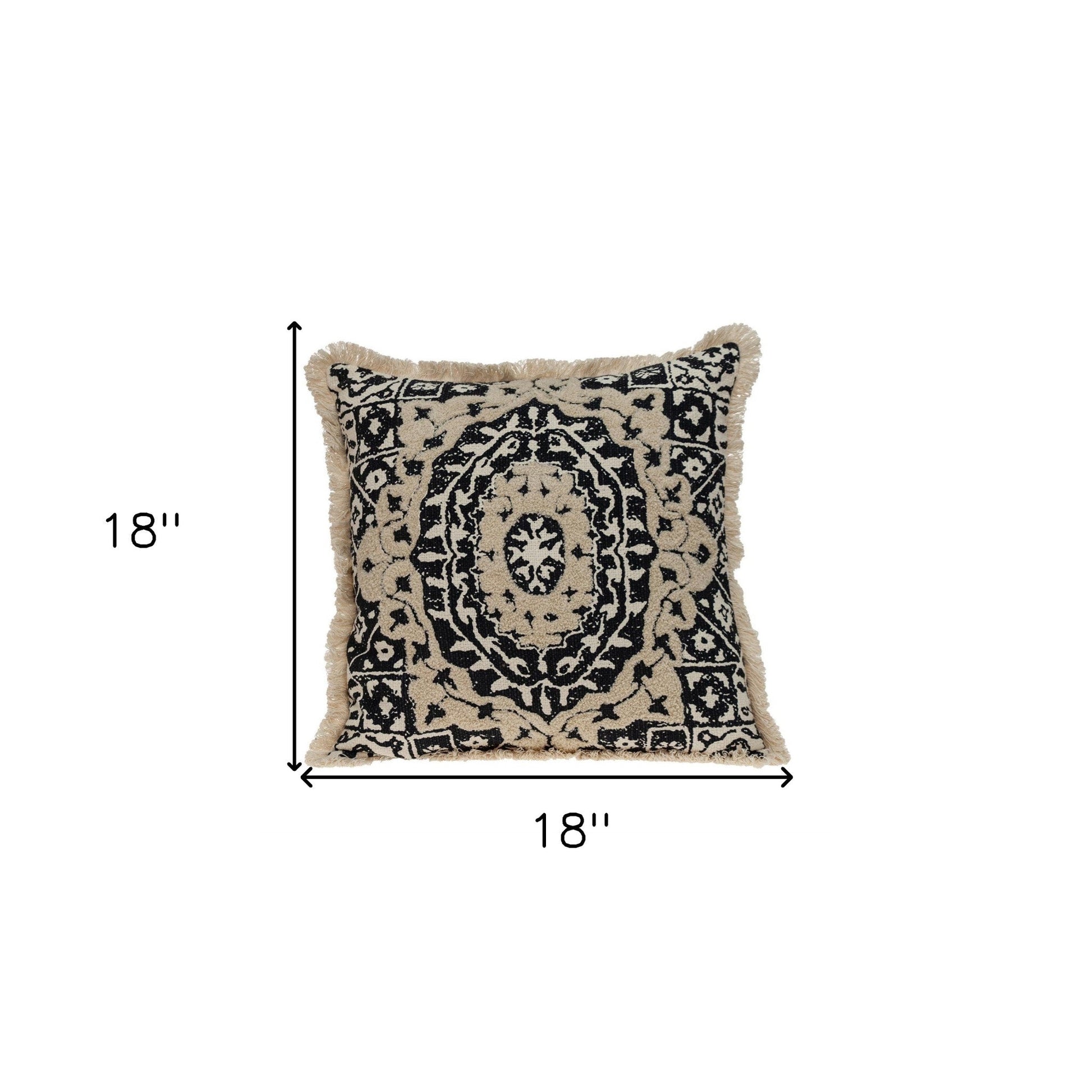 Boho Garland Beige and Black Decorative Accent Pillow FurniFindUSA