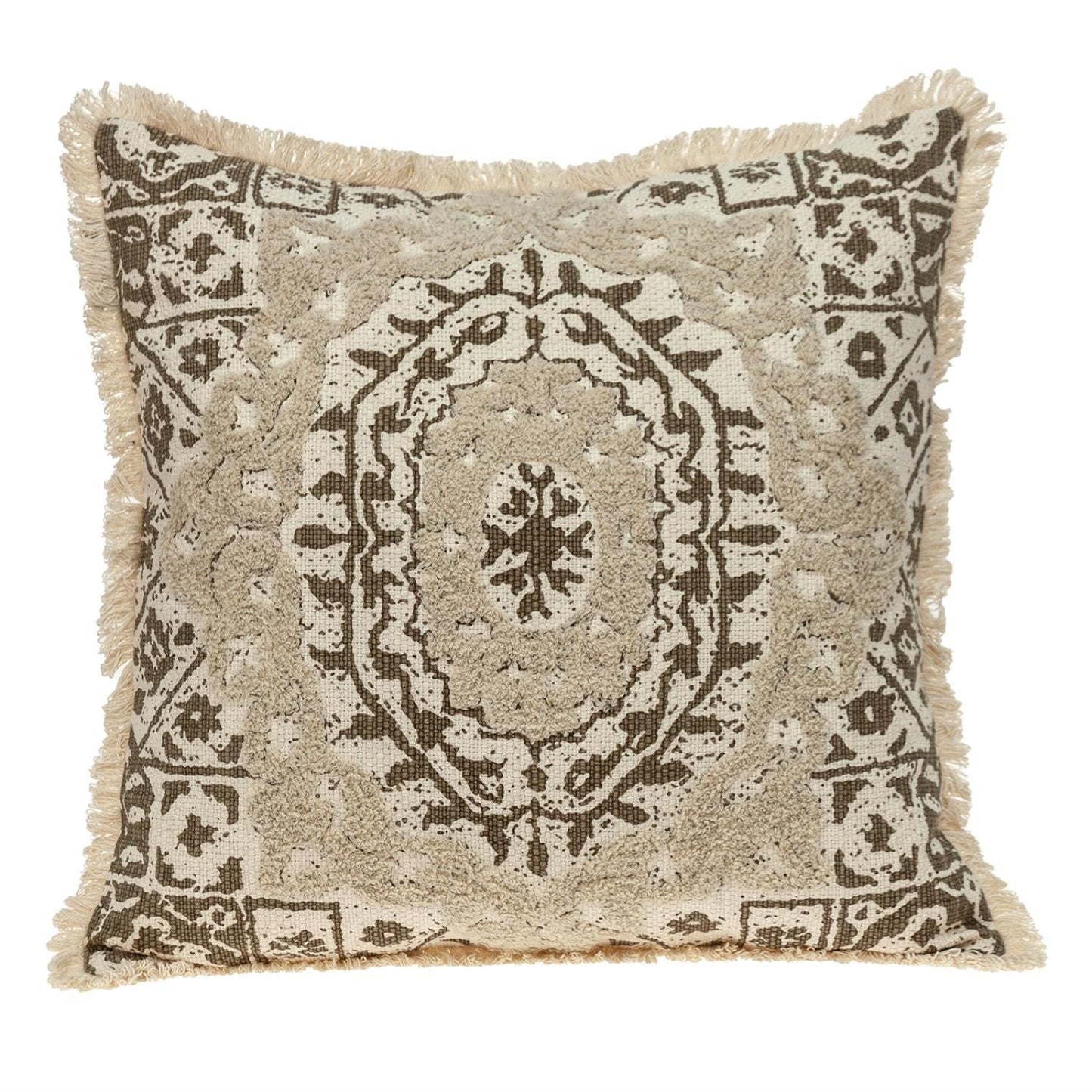 Boho Garland Beige and Brown Decorative Accent Pillow FurniFindUSA