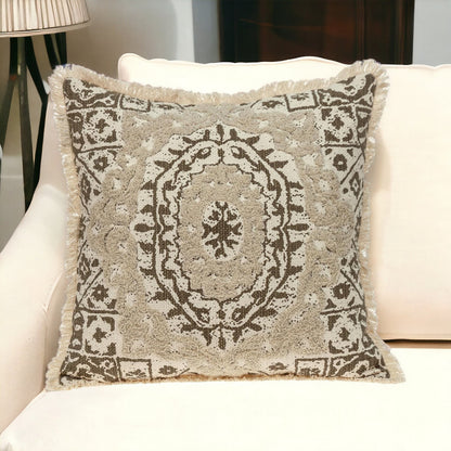 Boho Garland Beige and Brown Decorative Accent Pillow FurniFindUSA