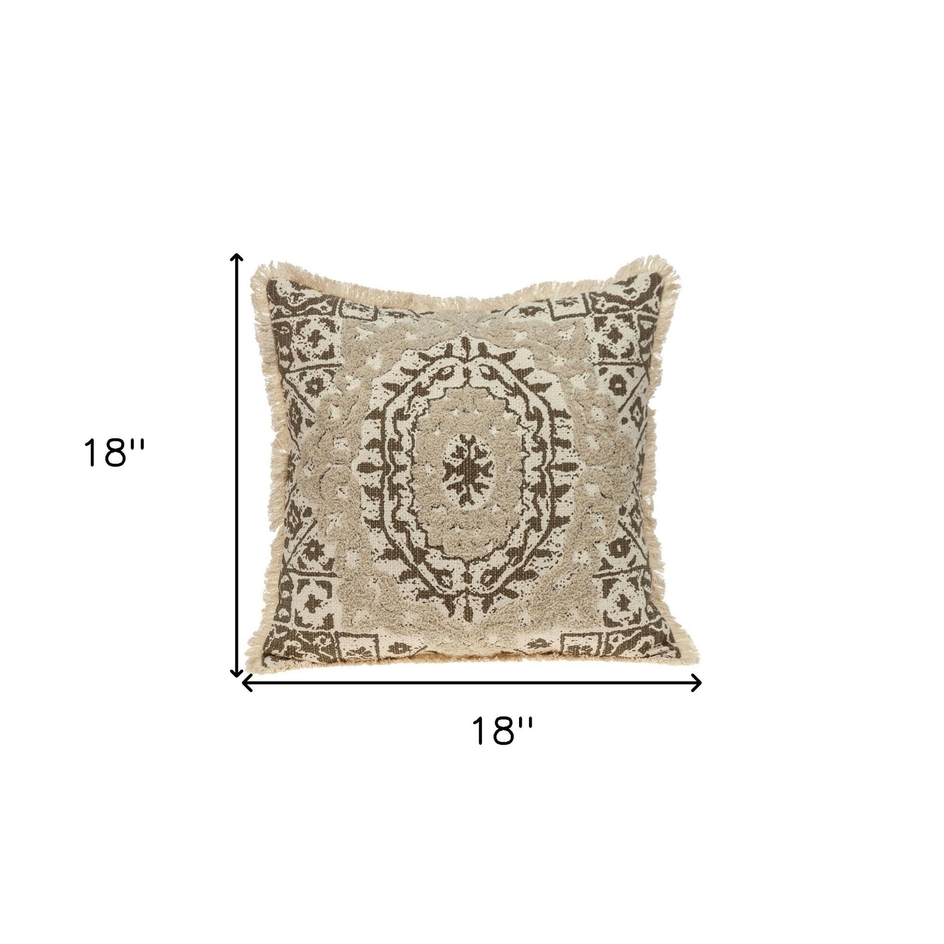 Boho Garland Beige and Brown Decorative Accent Pillow FurniFindUSA