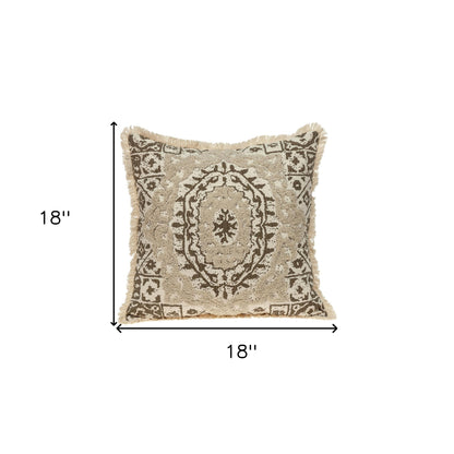 Boho Garland Beige and Brown Decorative Accent Pillow FurniFindUSA