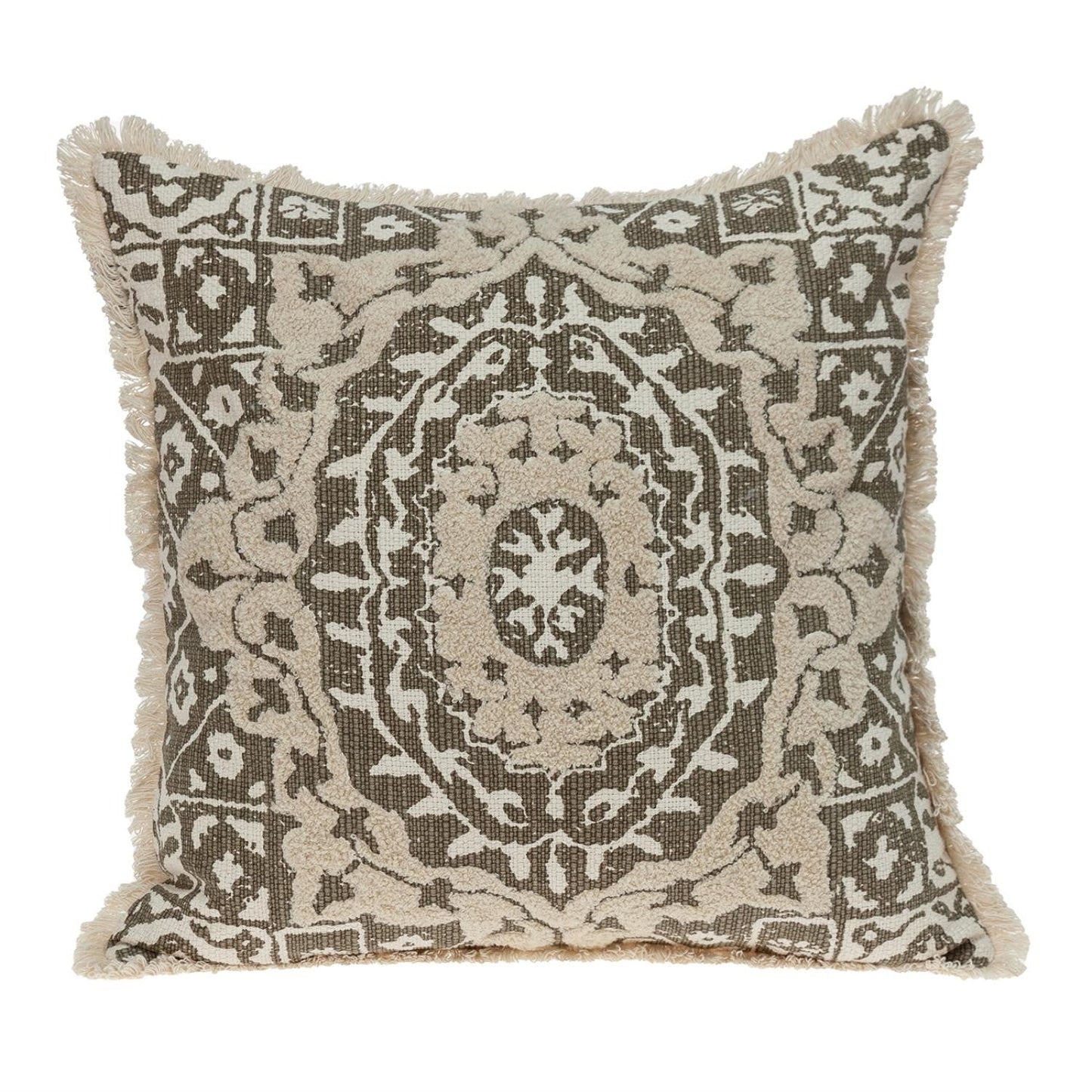 Boho Garland Beige and Dark Brown Decorative Accent Pillow FurniFindUSA