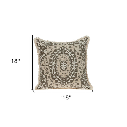 Boho Garland Beige and Dark Brown Decorative Accent Pillow FurniFindUSA