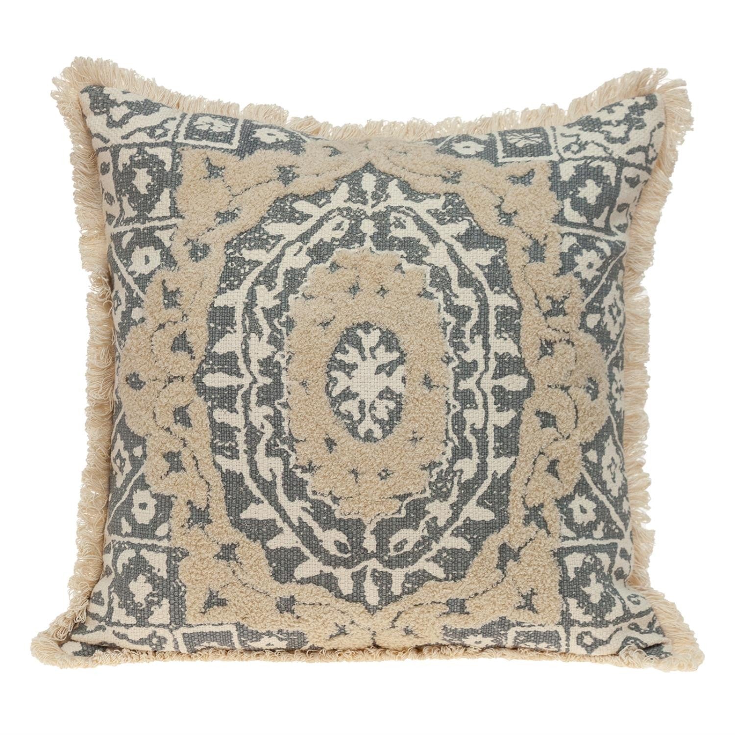 Boho Garland Beige and Gray Decorative Accent Pillow FurniFindUSA