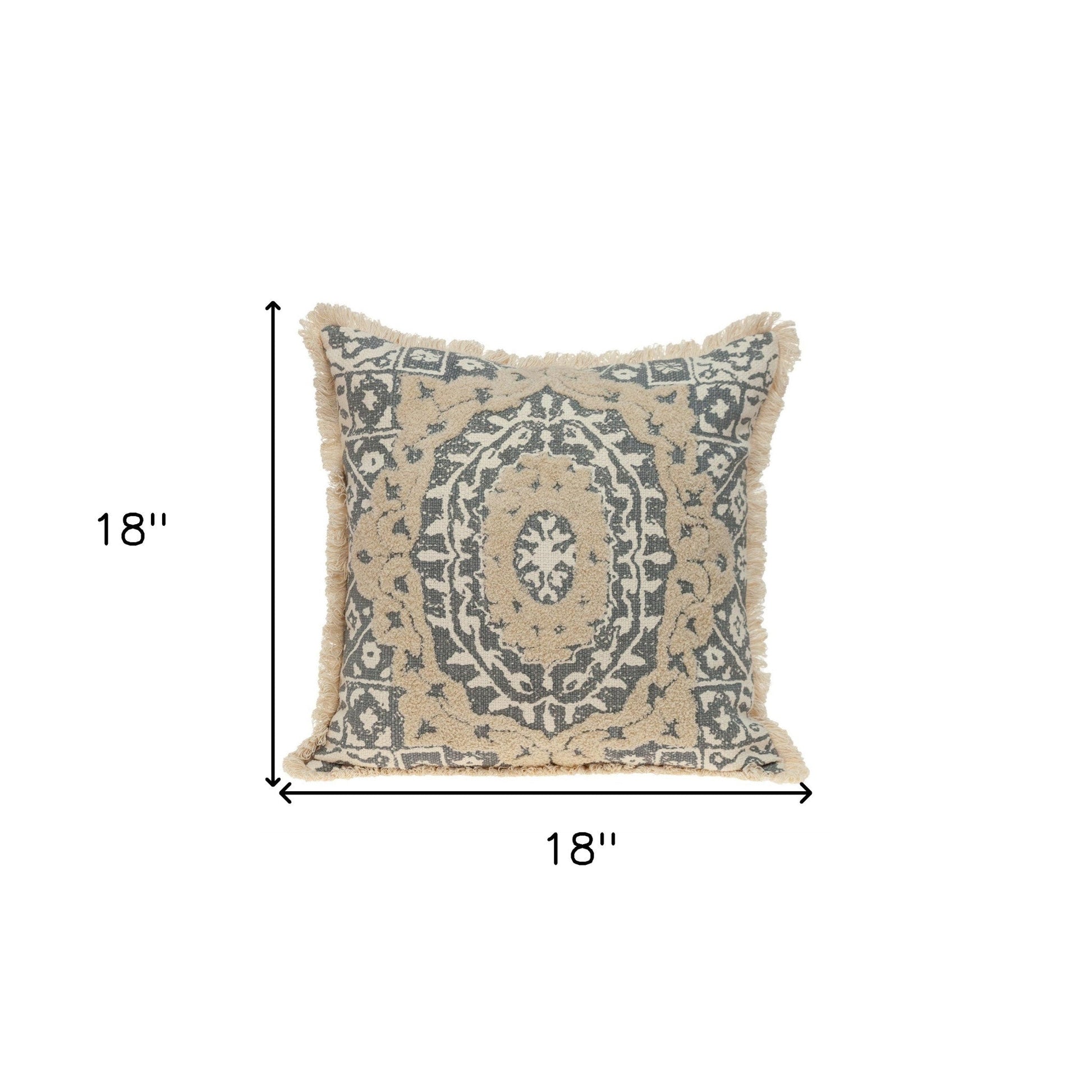 Boho Garland Beige and Gray Decorative Accent Pillow FurniFindUSA