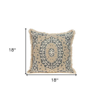 Boho Garland Beige and Gray Decorative Accent Pillow FurniFindUSA