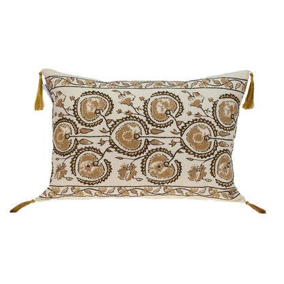 Gold and Bronze Embroidered Decorative Lumbar Pillow FurniFindUSA