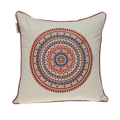 18" X 18" Beige and Blue Abstract Indoor Outdoor Throw Pillow HomeRoots