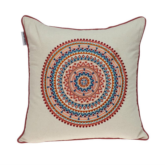 18" X 18" Beige and Blue Abstract Indoor Outdoor Throw Pillow HomeRoots
