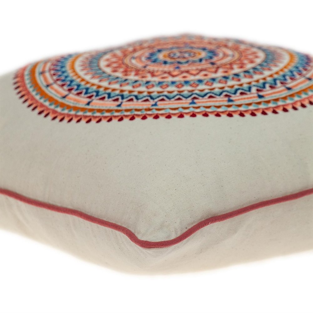 18" X 18" Beige and Blue Abstract Indoor Outdoor Throw Pillow — view 4