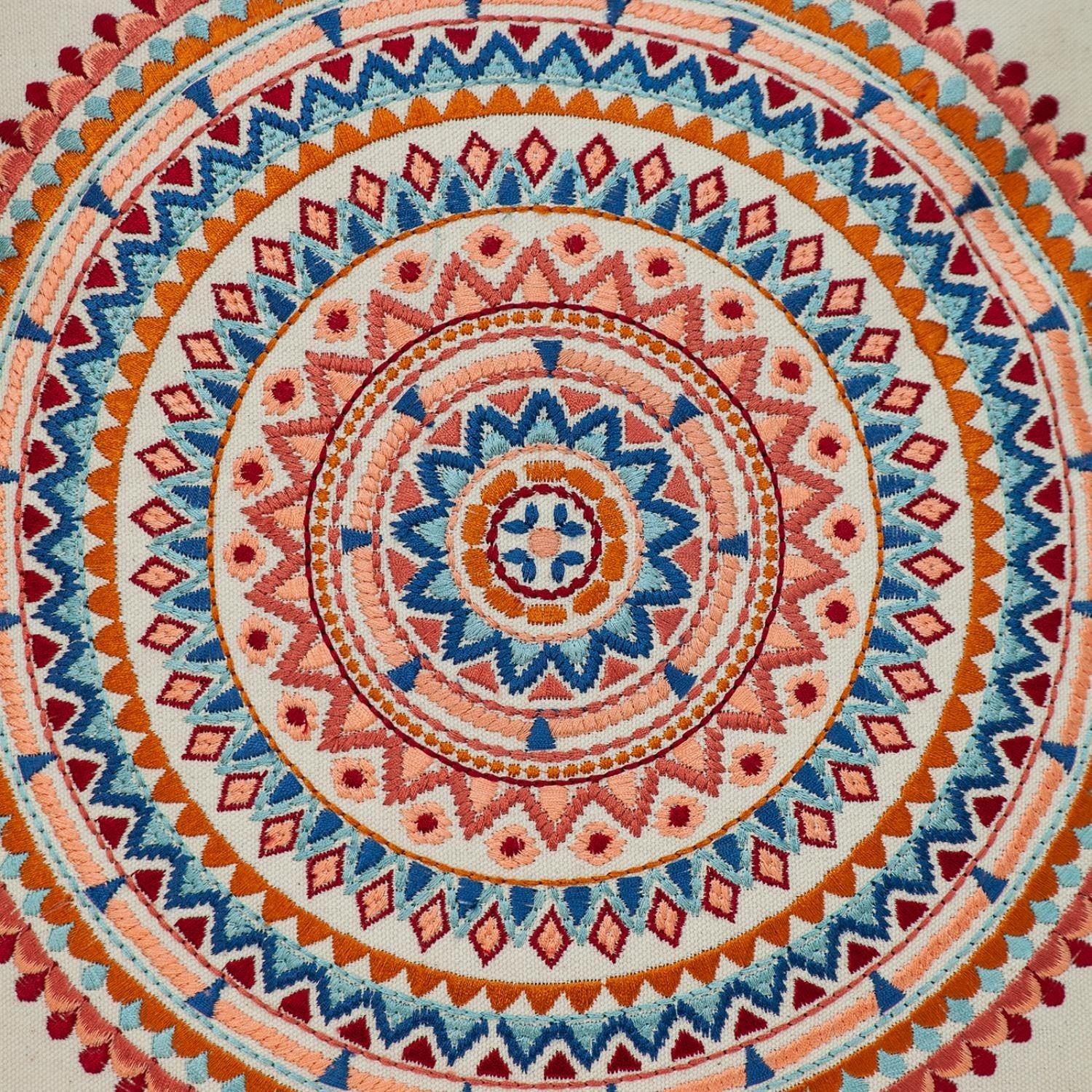 Mandala Embroidered Multicolor Throw Pillow - FurniFindUSA