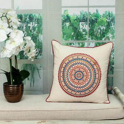 Mandala Embroidered Multicolor Throw Pillow - FurniFindUSA