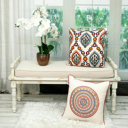 Mandala Embroidered Multicolor Throw Pillow - FurniFindUSA