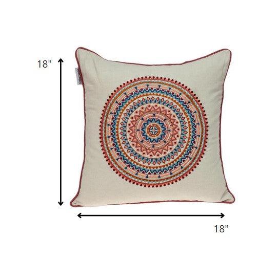 Mandala Embroidered Multicolor Throw Pillow - FurniFindUSA