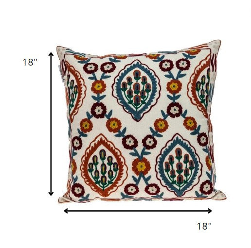 18" MULTICOLOR Cotton Blend Throw Pillow FurniFindUSA