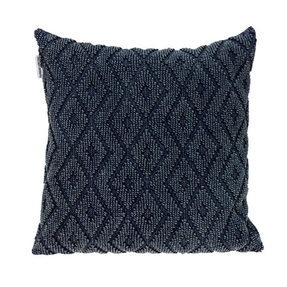Jacquard Diamond Pattern Decorative Navy Throw Pillow FurniFindUSA