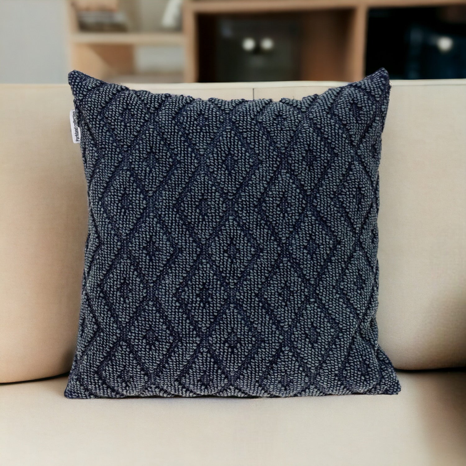 Jacquard Diamond Pattern Decorative Navy Throw Pillow FurniFindUSA