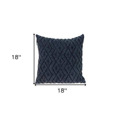 Jacquard Diamond Pattern Decorative Navy Throw Pillow FurniFindUSA