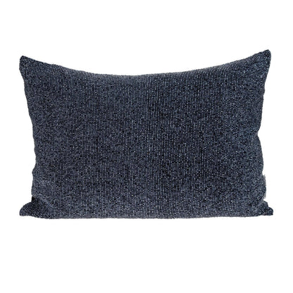 Shimmering Metallic Blue Beaded Luxury Throw Pillow FurniFindUSA