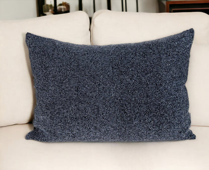 Shimmering Metallic Blue Beaded Luxury Throw Pillow FurniFindUSA