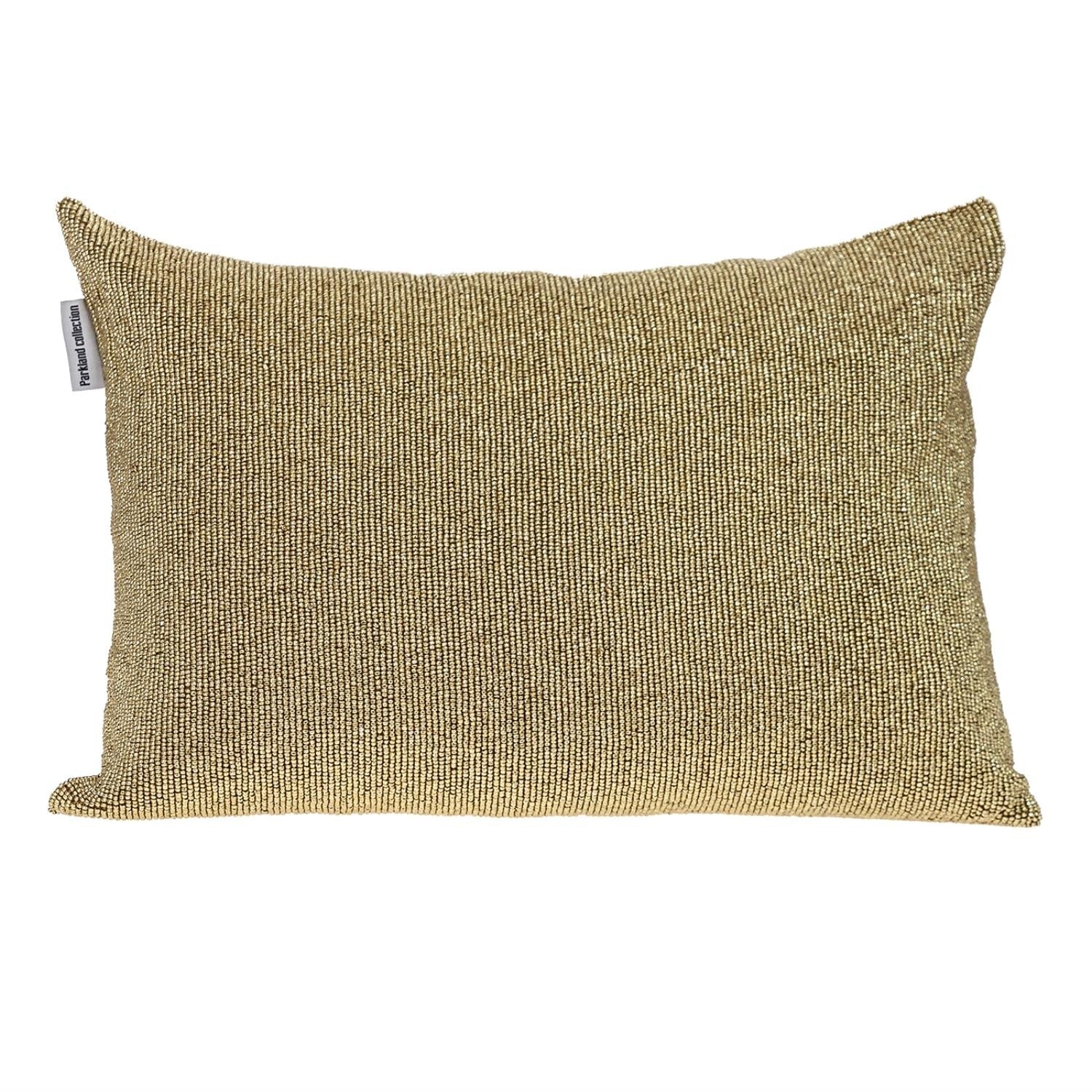 Shimmering Metallic Gold Beaded Luxury Throw Pillow FurniFindUSA