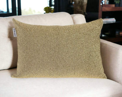 Shimmering Metallic Gold Beaded Luxury Throw Pillow FurniFindUSA