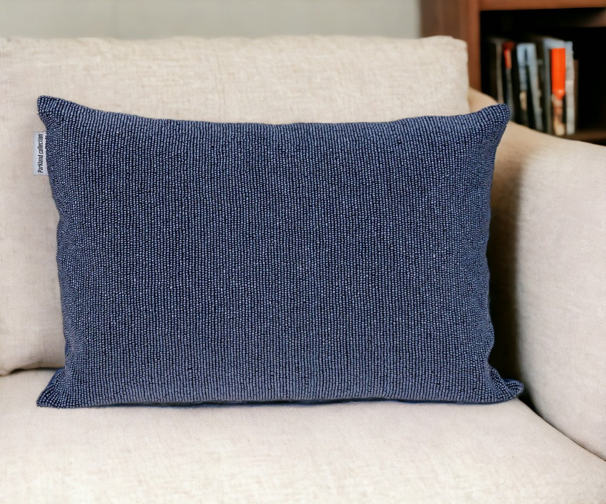 Shimmering Blue Beaded Luxury Throw Pillow FurniFindUSA
