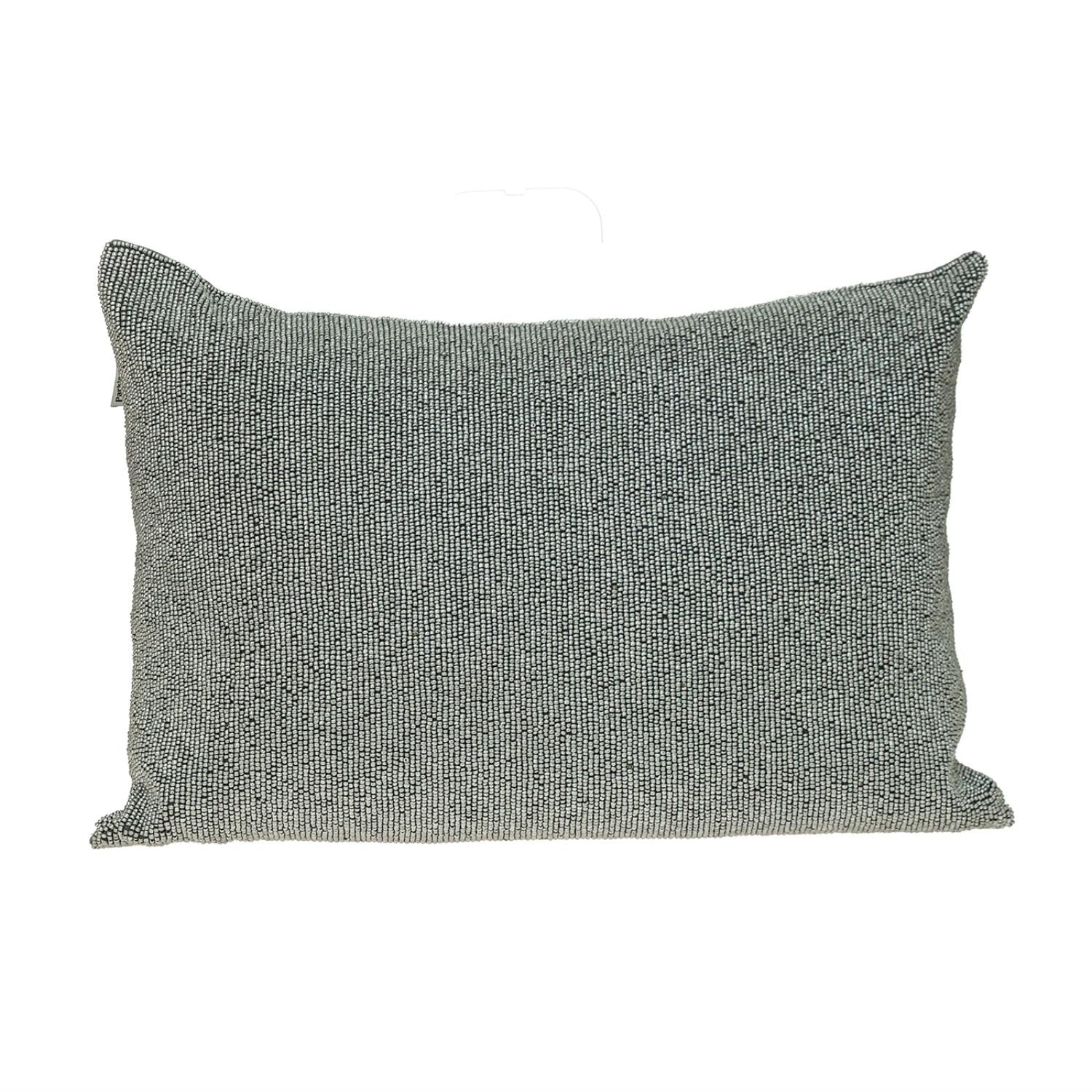 Shimmering Silver Beaded Luxury Throw Pillow FurniFindUSA
