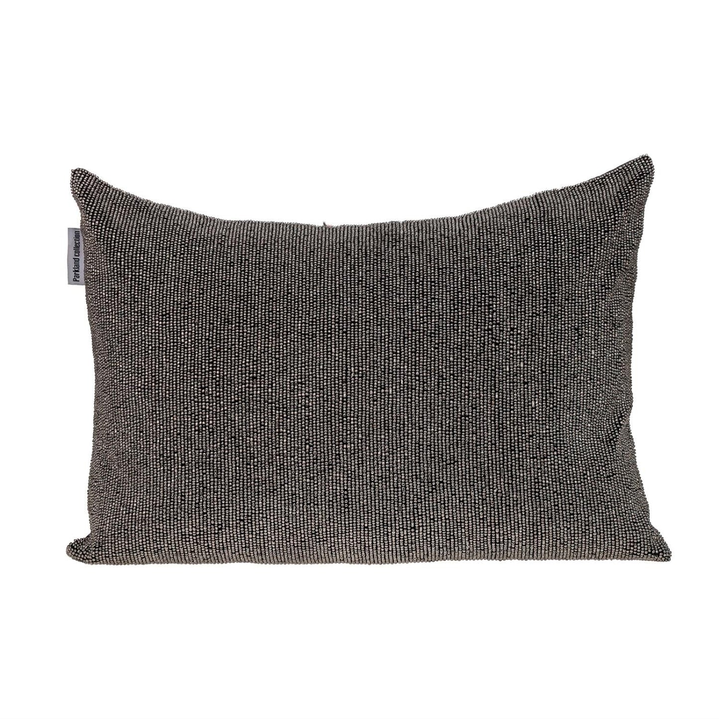 Shimmering Gray Beaded Luxury Throw Pillow FurniFindUSA